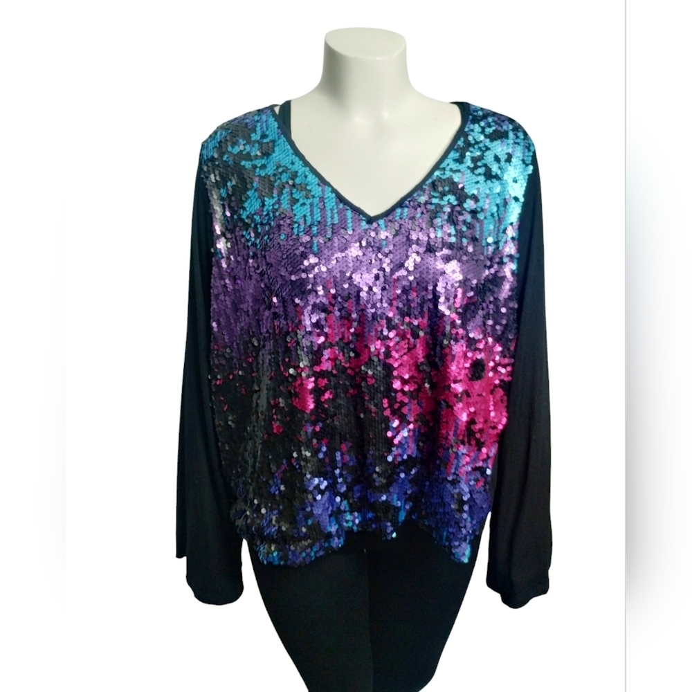 Ashley Stewart Women's Sequins Part Festive top size 26/28‎ Fairygoth Whimsigoth